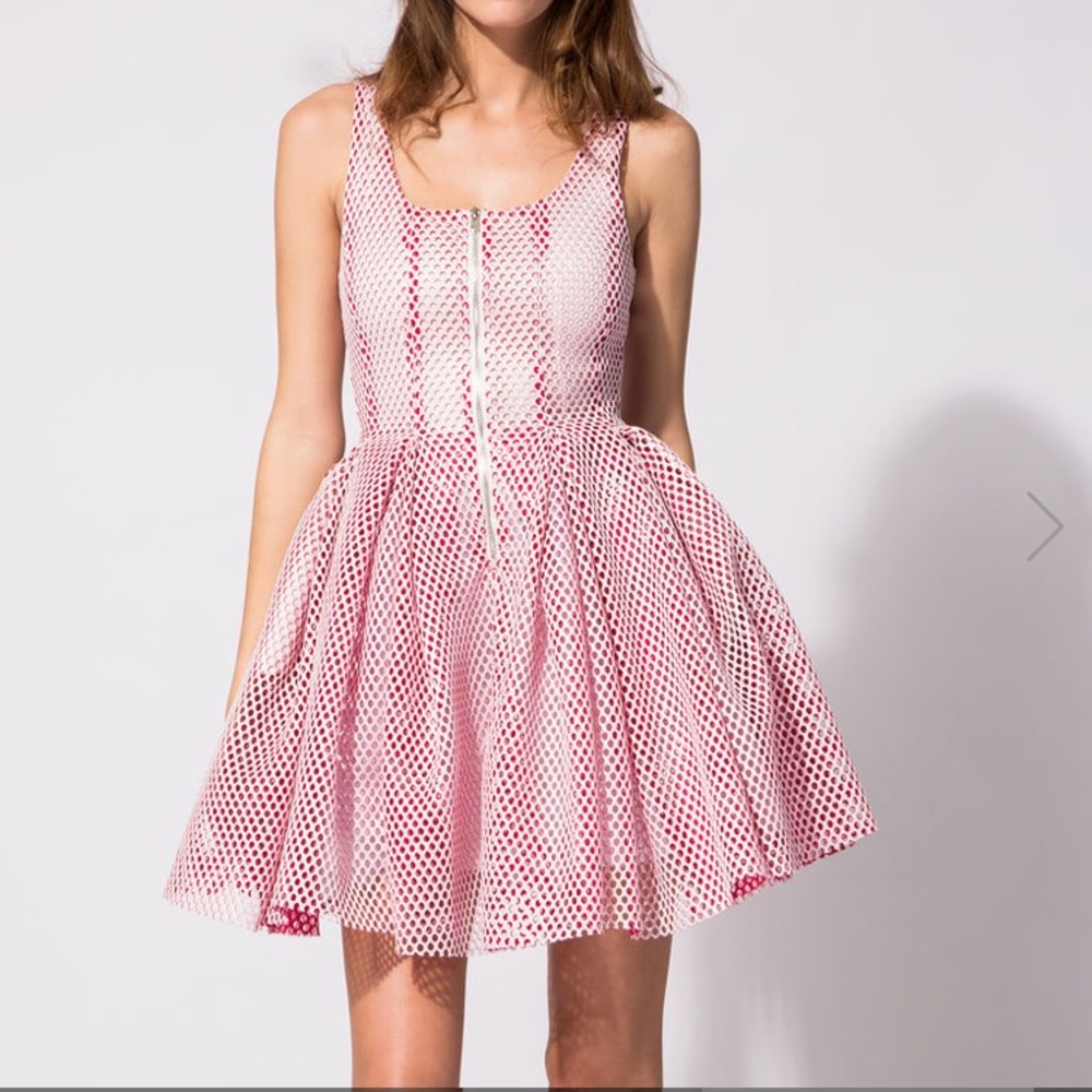 Maje RETARD Puffball Openwork Knit Dress Pink sz3